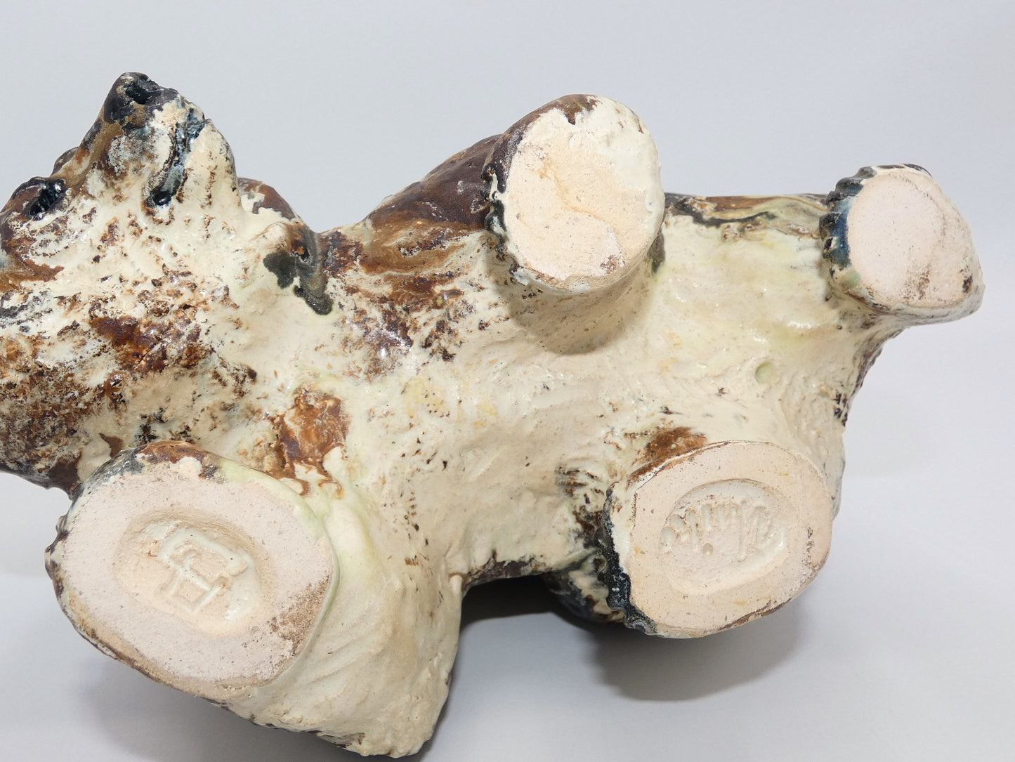 Arne Ingdam Brown Glazed Stoneware Bear with Cub Sculpture