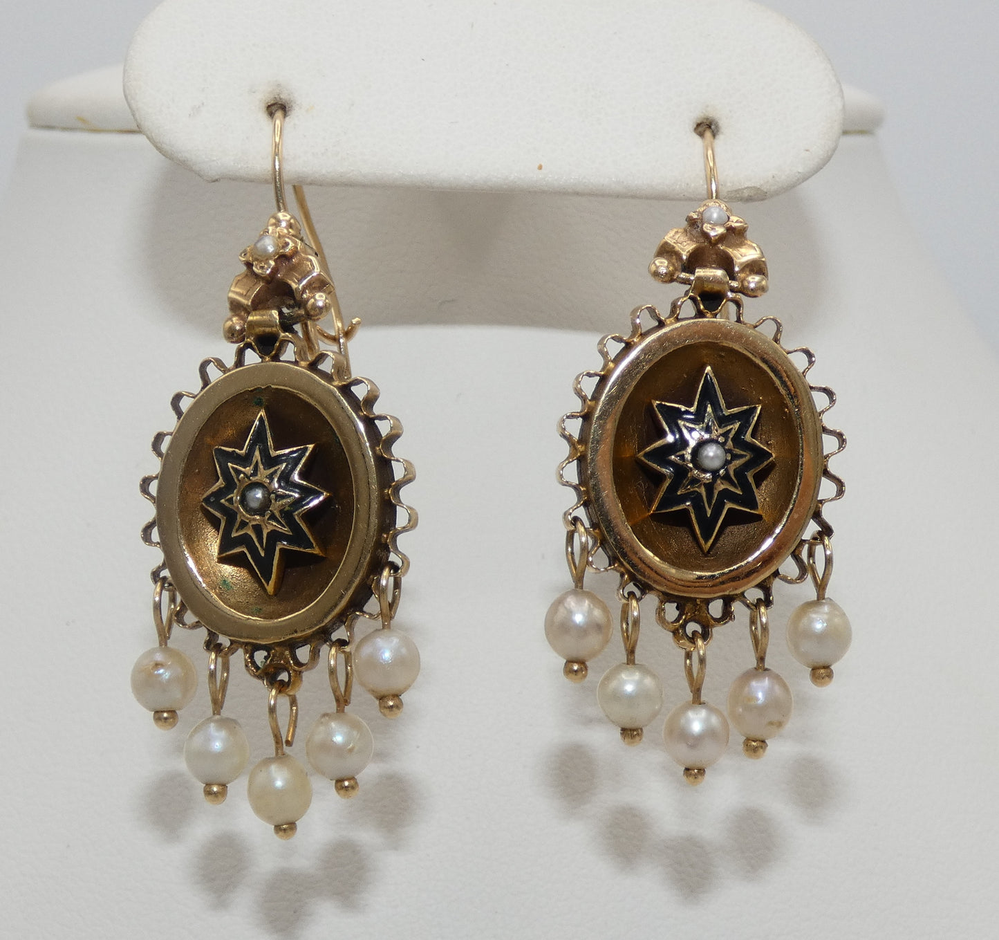 14K Gold Star Earrings with Pearls