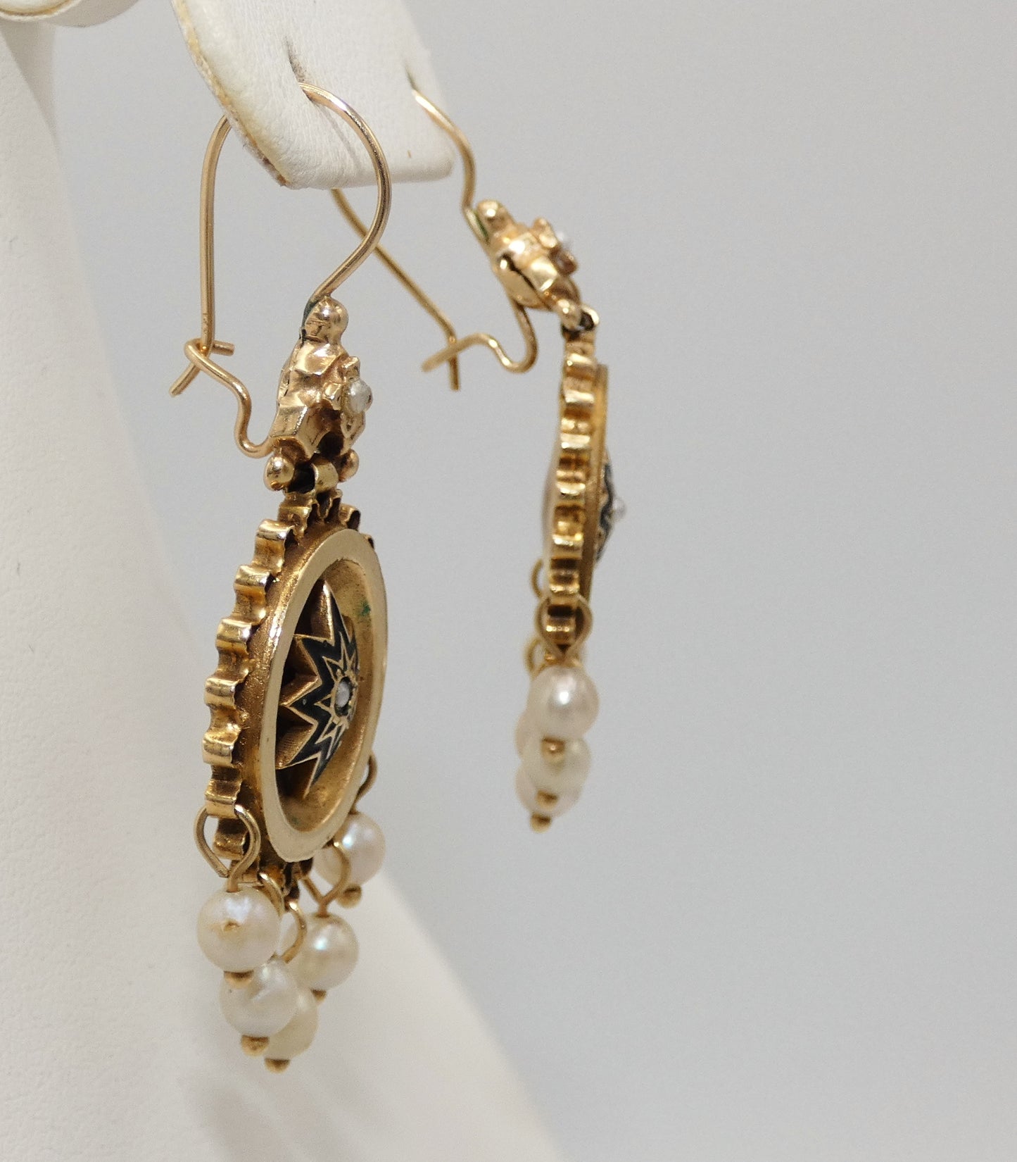 14K Gold Star Earrings with Pearls