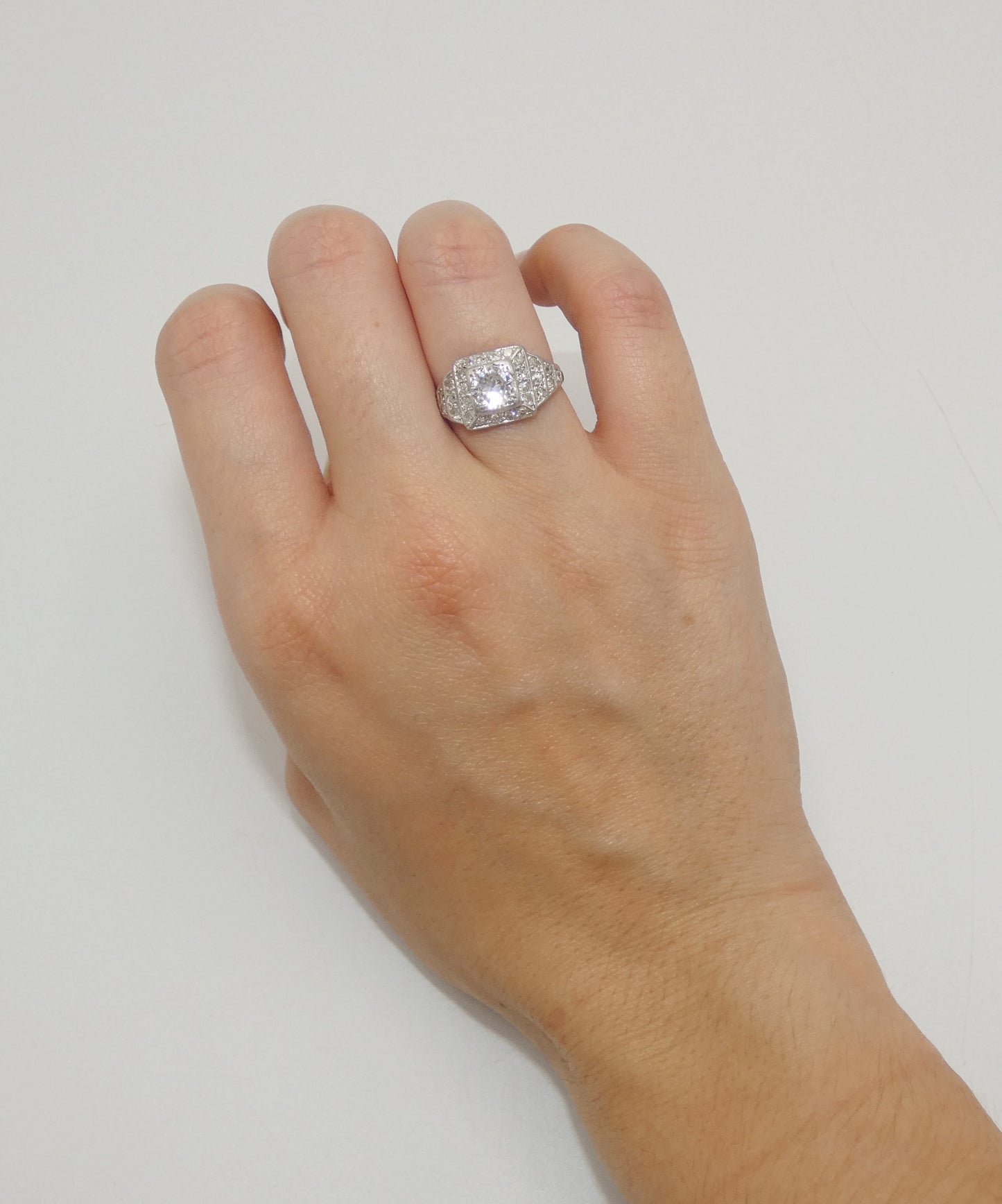 Art Deco 14K White Gold Diamond Ring
