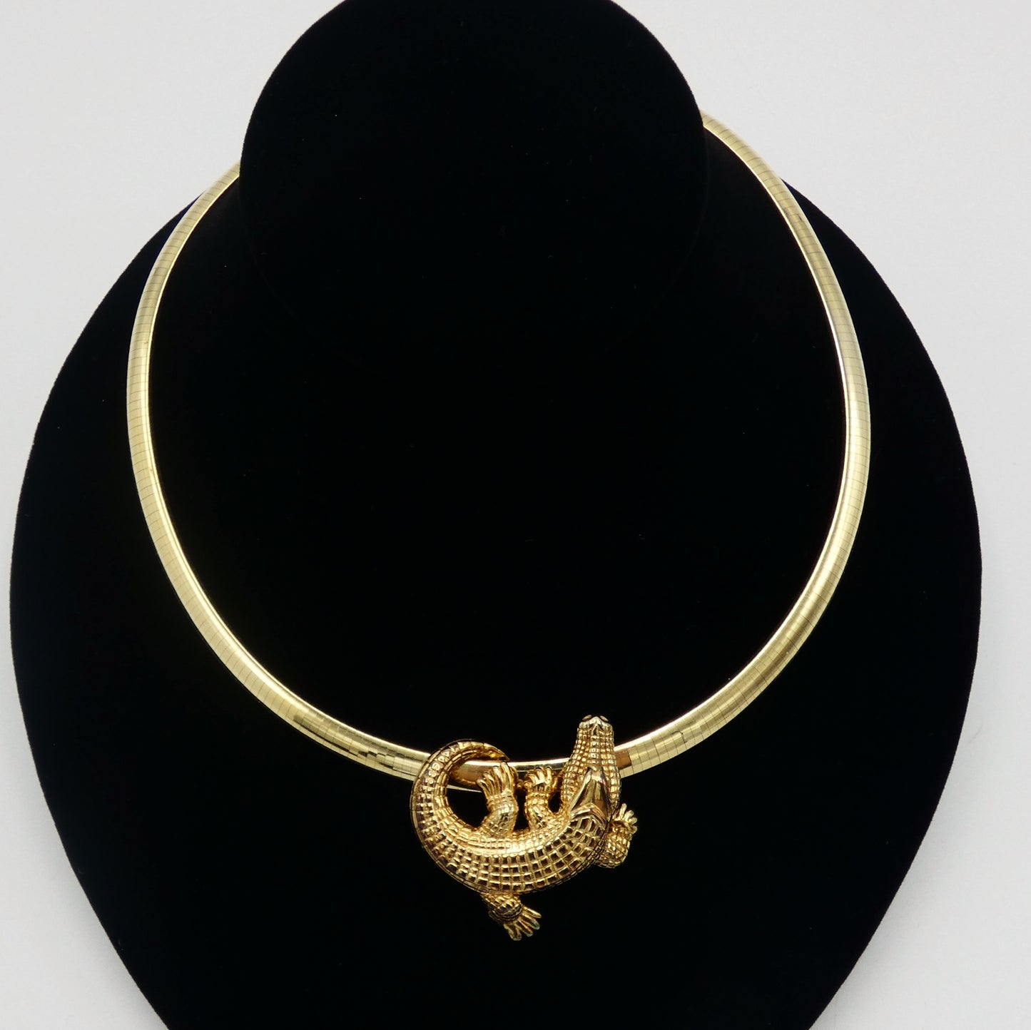 14K Gold Gator on 14K Omega Necklace