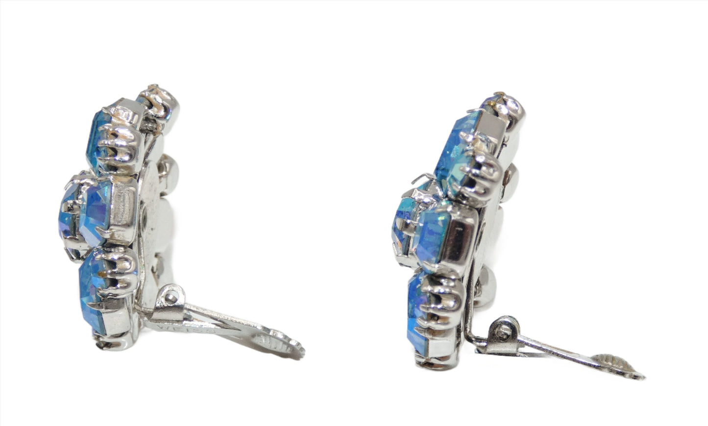 Weiss Glass and Rhinestone Clip On Earrings
