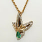 14K Gold Butterfly Pin/ Pendant with Emerald & Diamonds