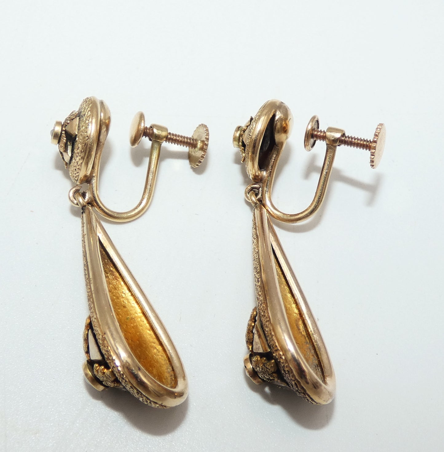 14K Gold Victorian Pin & Earrings with Natural Pearl