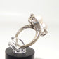 14K White Gold Pearl & Diamond Ring