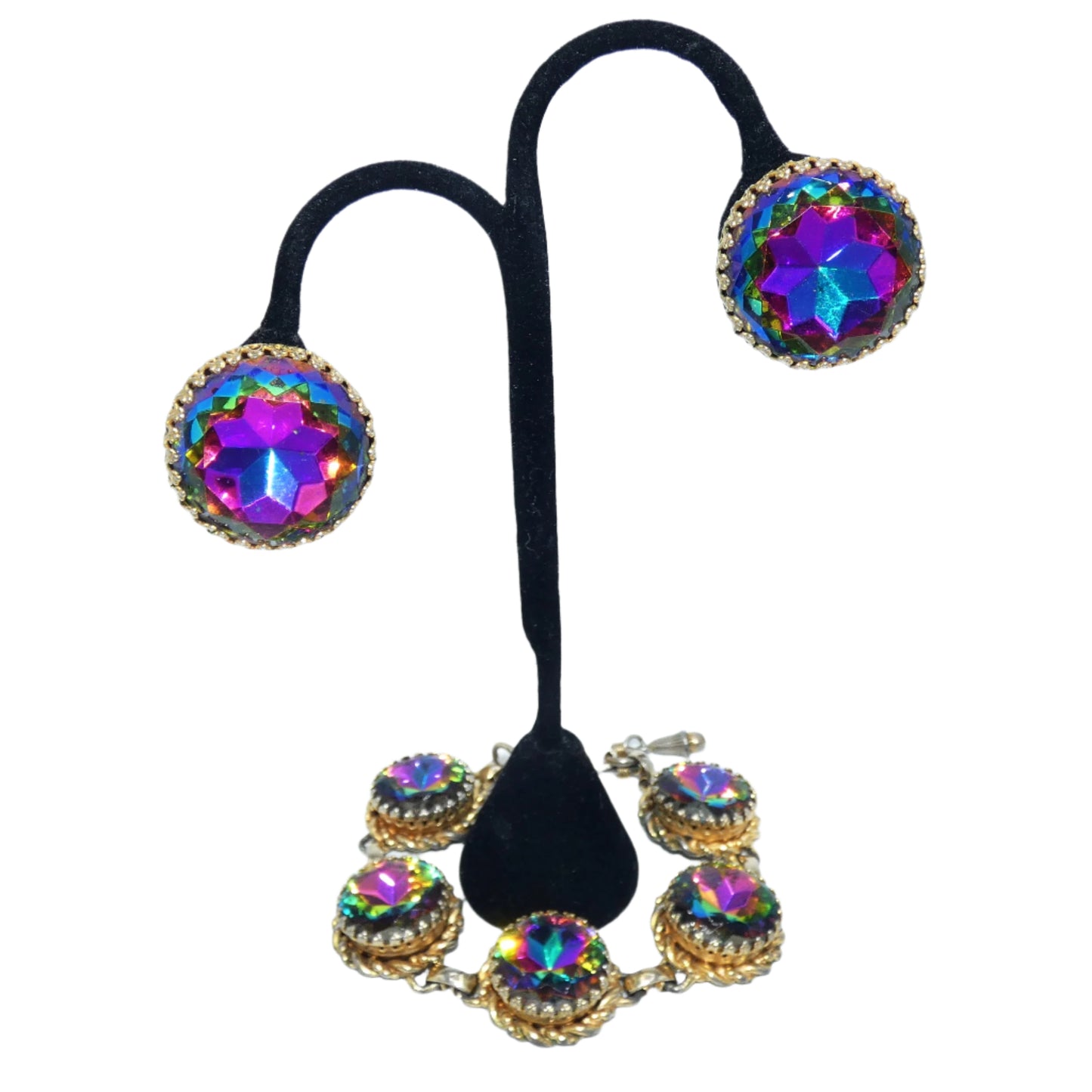 Schiaparelli Watermelon Rhinestone Bracelet & Earrings