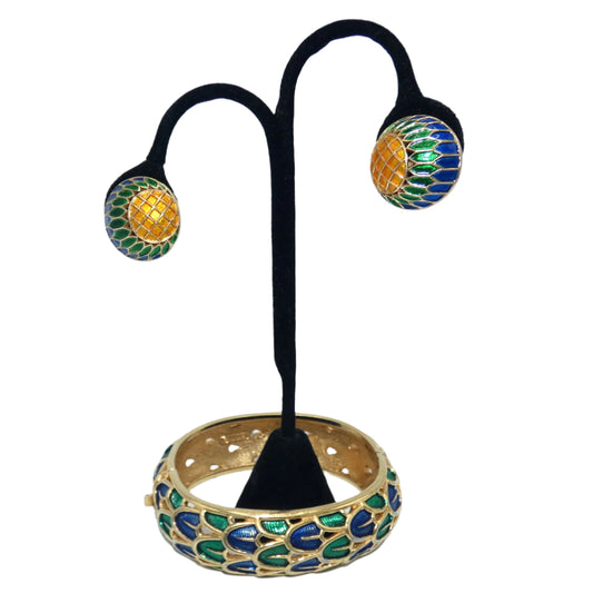 Boucher Peacock Bracelet & Crown Trifari Earrings