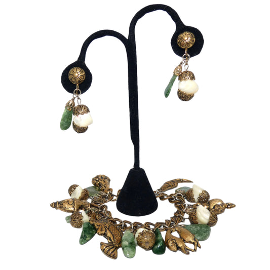 HOB 5th Avenue Asian Motif Charm Bracelet & Earrings