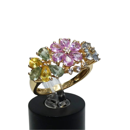 14K Gold Sapphire Flower Ring