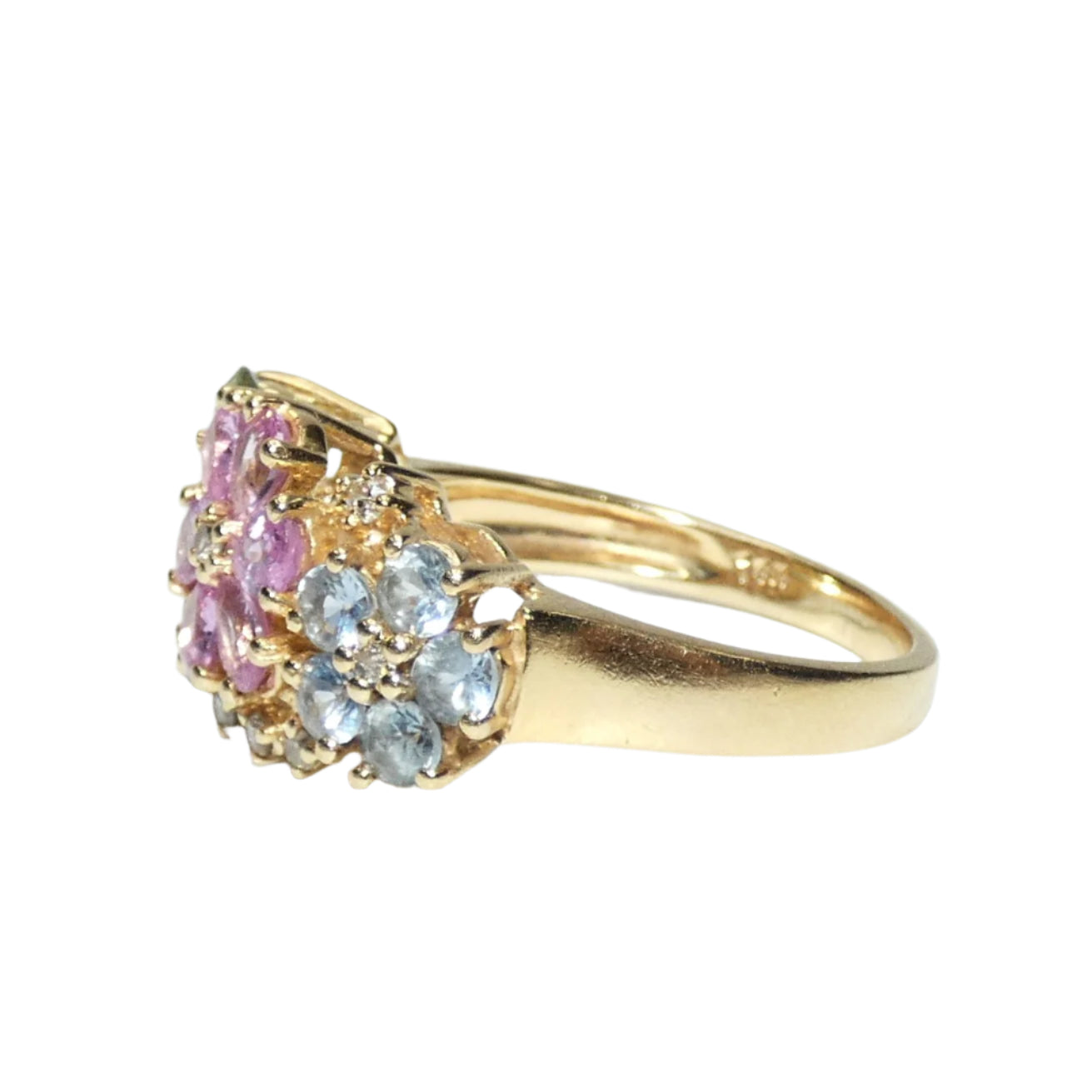 14K Gold Sapphire Flower Ring