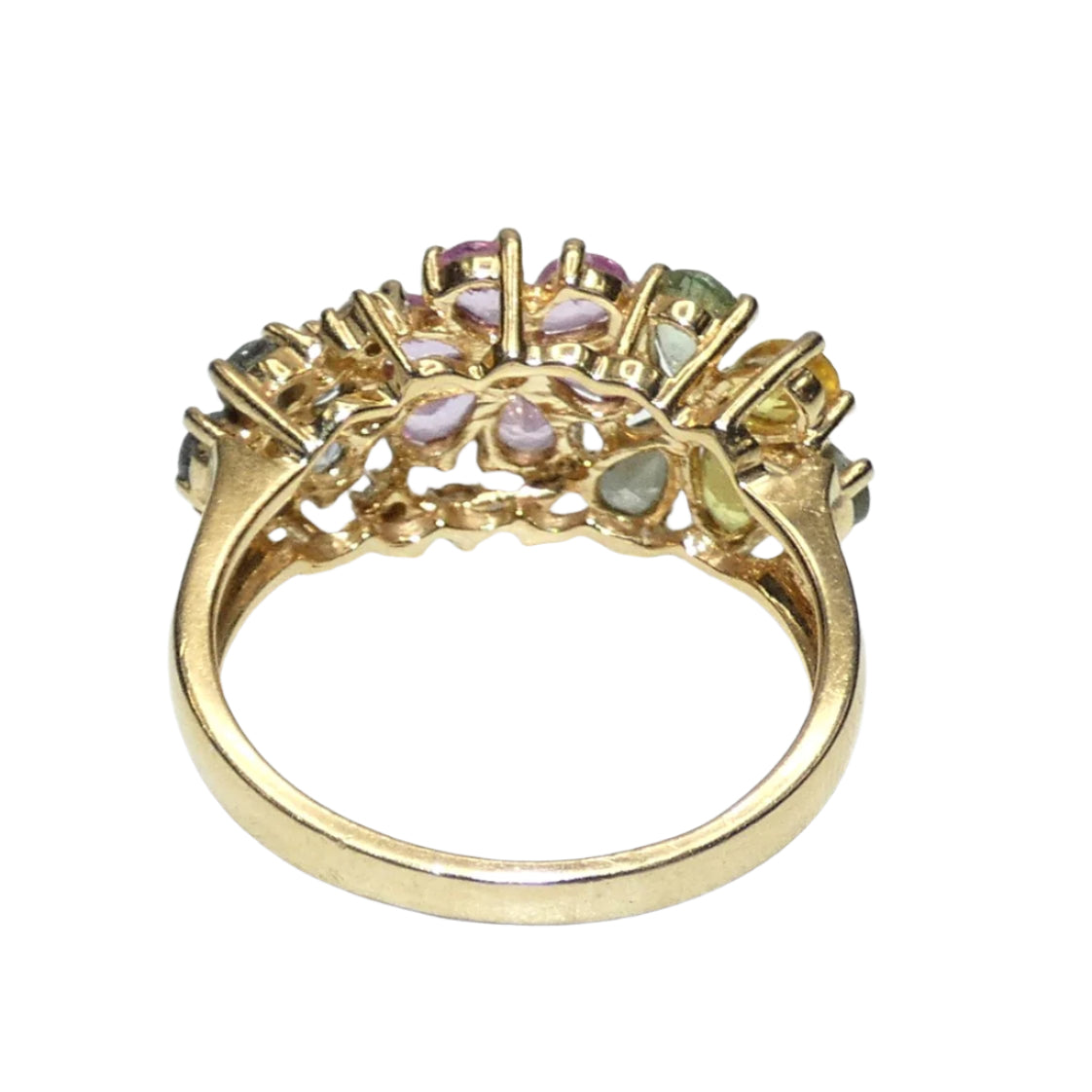 14K Gold Sapphire Flower Ring