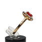 14K Gold Fire Opal & Diamond Ring