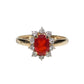 14K Gold Fire Opal & Diamond Ring