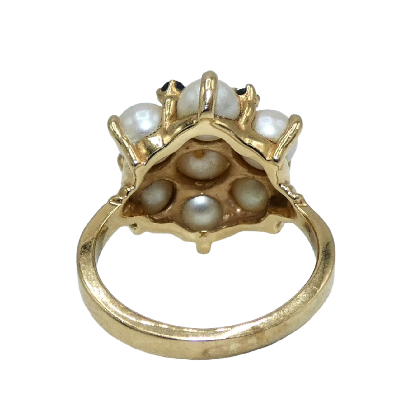 14K Gold Pearl & Sapphire Ring