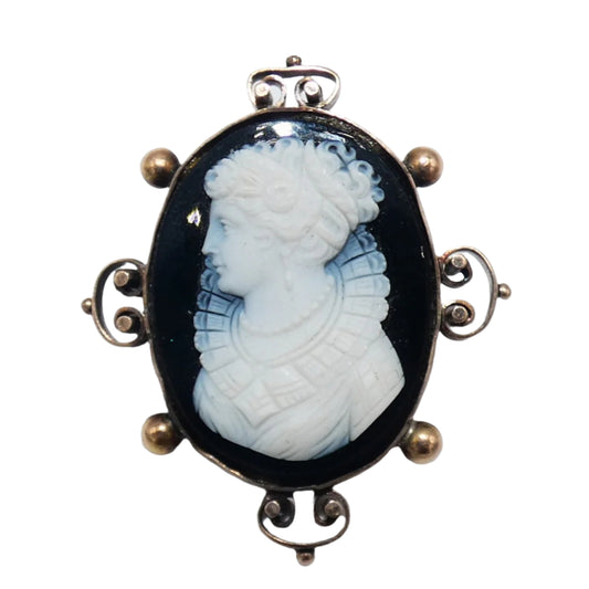 14K Rose Gold Hardstone Cameo Brooch