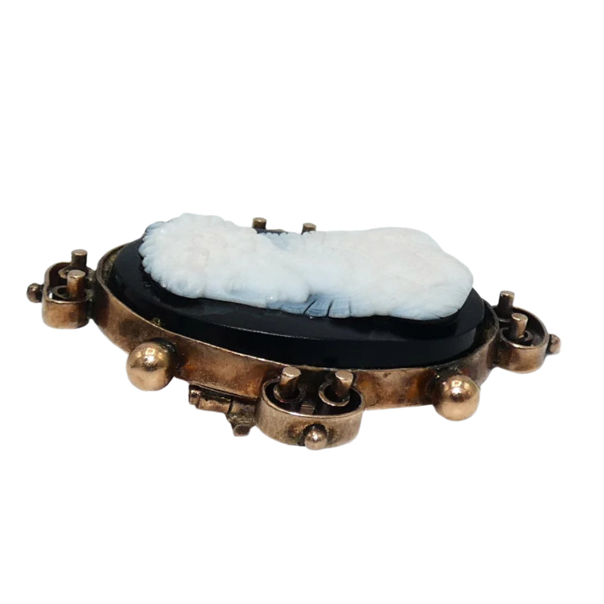 14K Rose Gold Hardstone Cameo Brooch