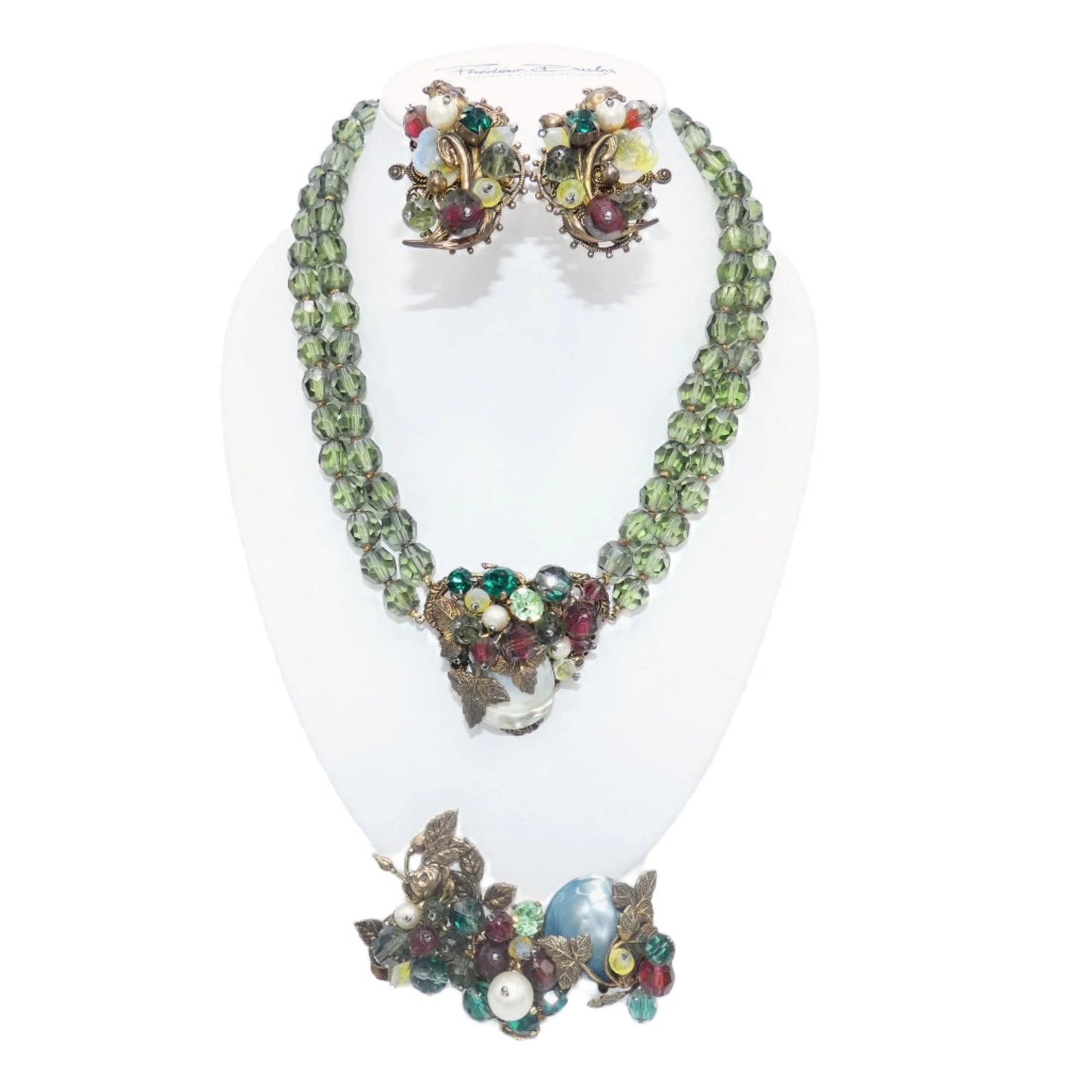 Vintage Unmarked  Beaded Floral Parure Set