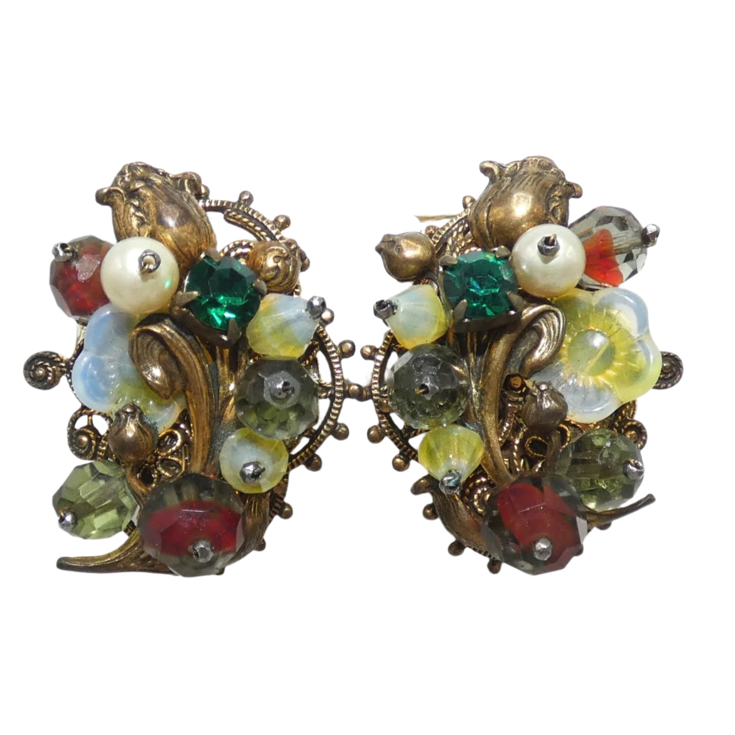 Vintage Unmarked  Beaded Floral Parure Set