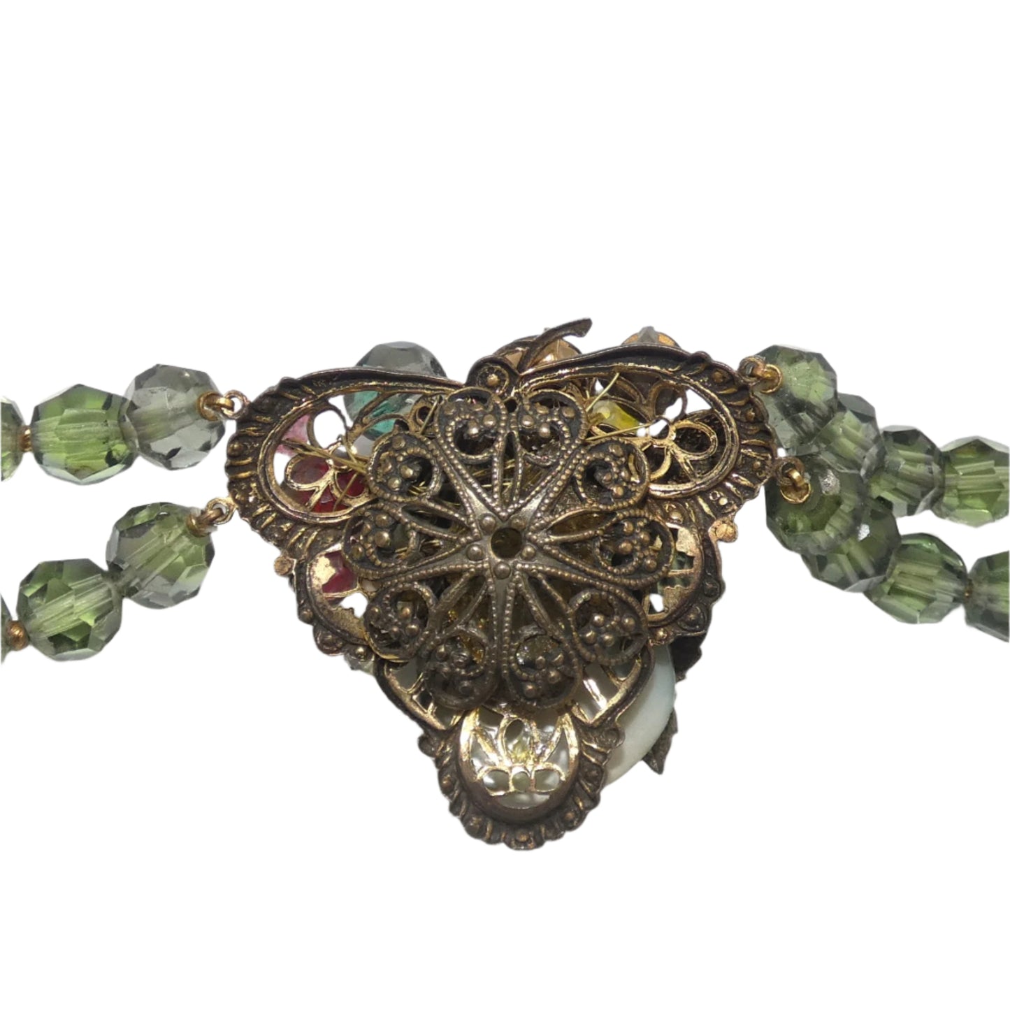 Vintage Unmarked  Beaded Floral Parure Set