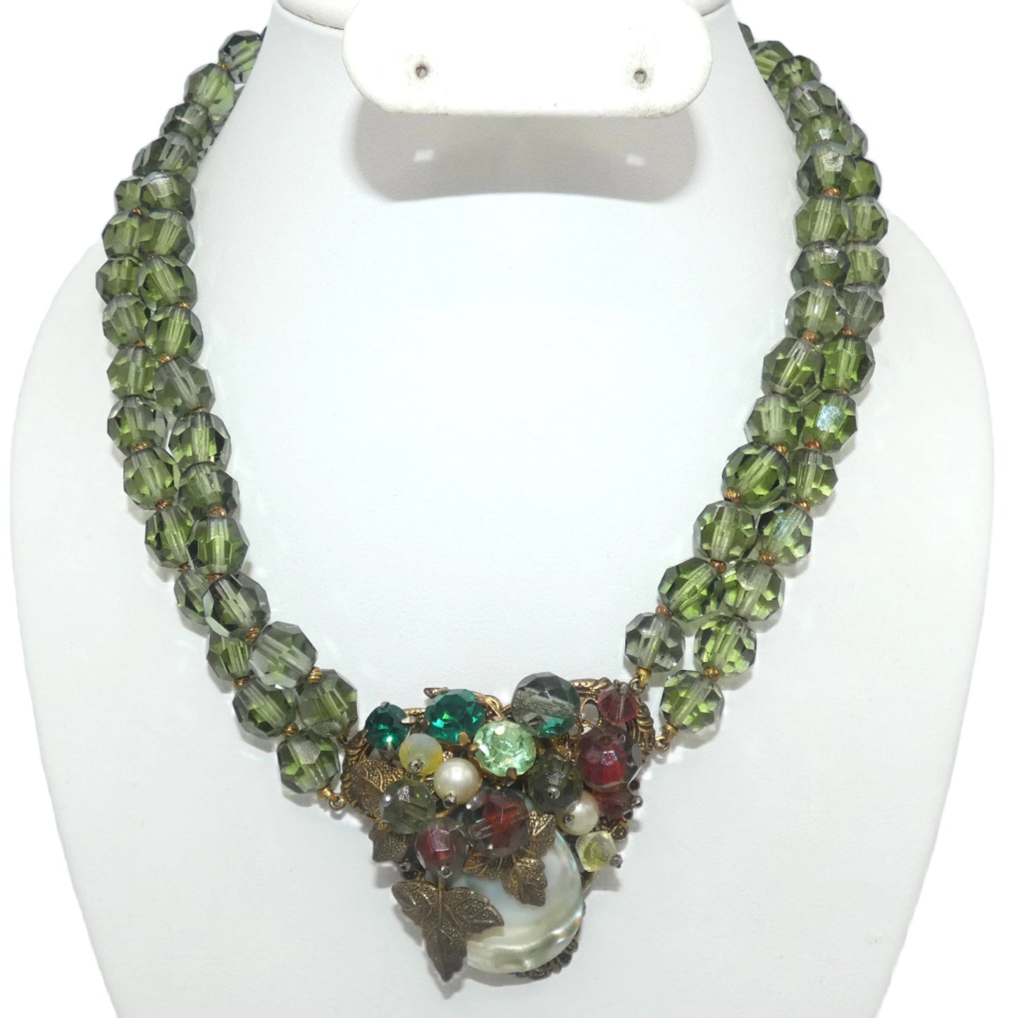 Vintage Unmarked  Beaded Floral Parure Set