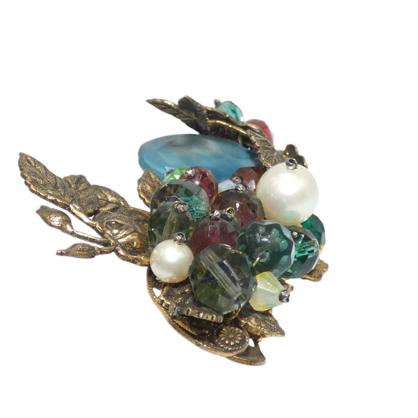 Vintage Unmarked  Beaded Floral Parure Set