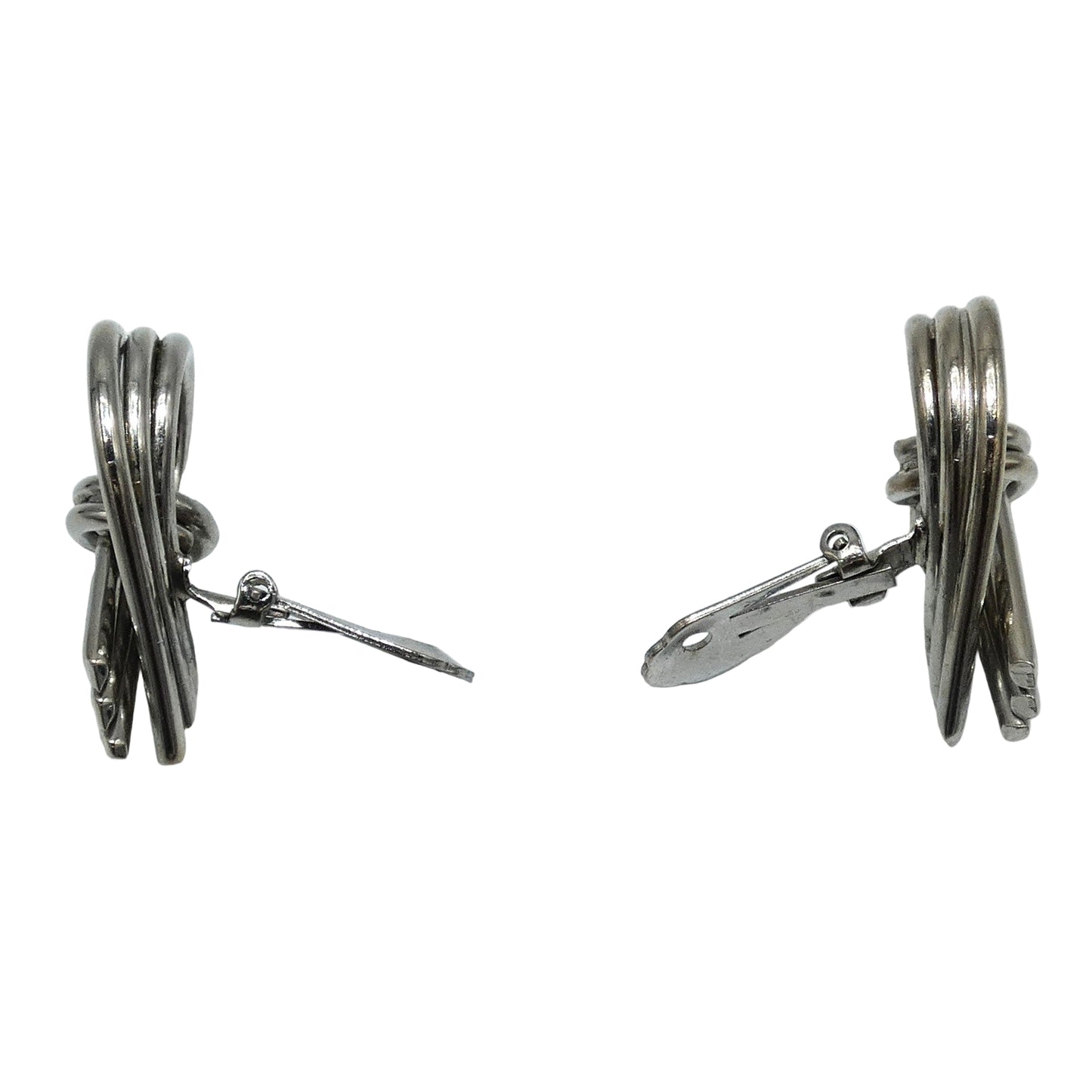Silver Tone Knot Clip-On Earrings & Pin