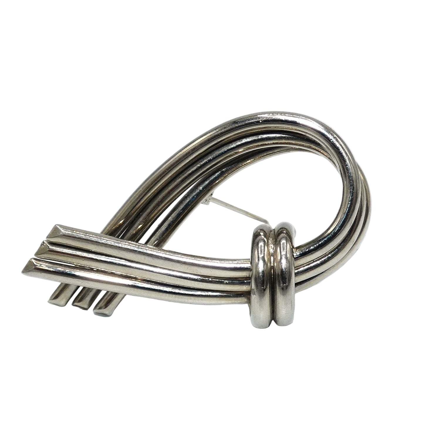 Silver Tone Knot Clip-On Earrings & Pin