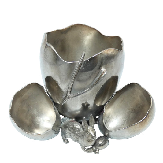 Victor Silverplate Cigarette & Match Holder with Rabbit & Wishbone