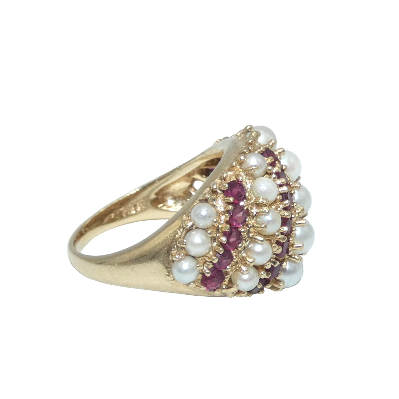 14K Gold Ruby & Pearl RIng