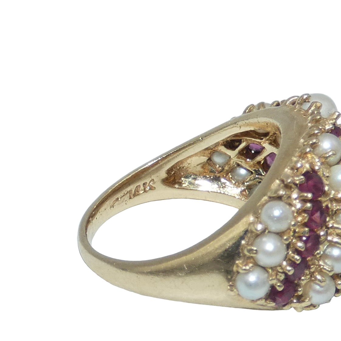 14K Gold Ruby & Pearl RIng