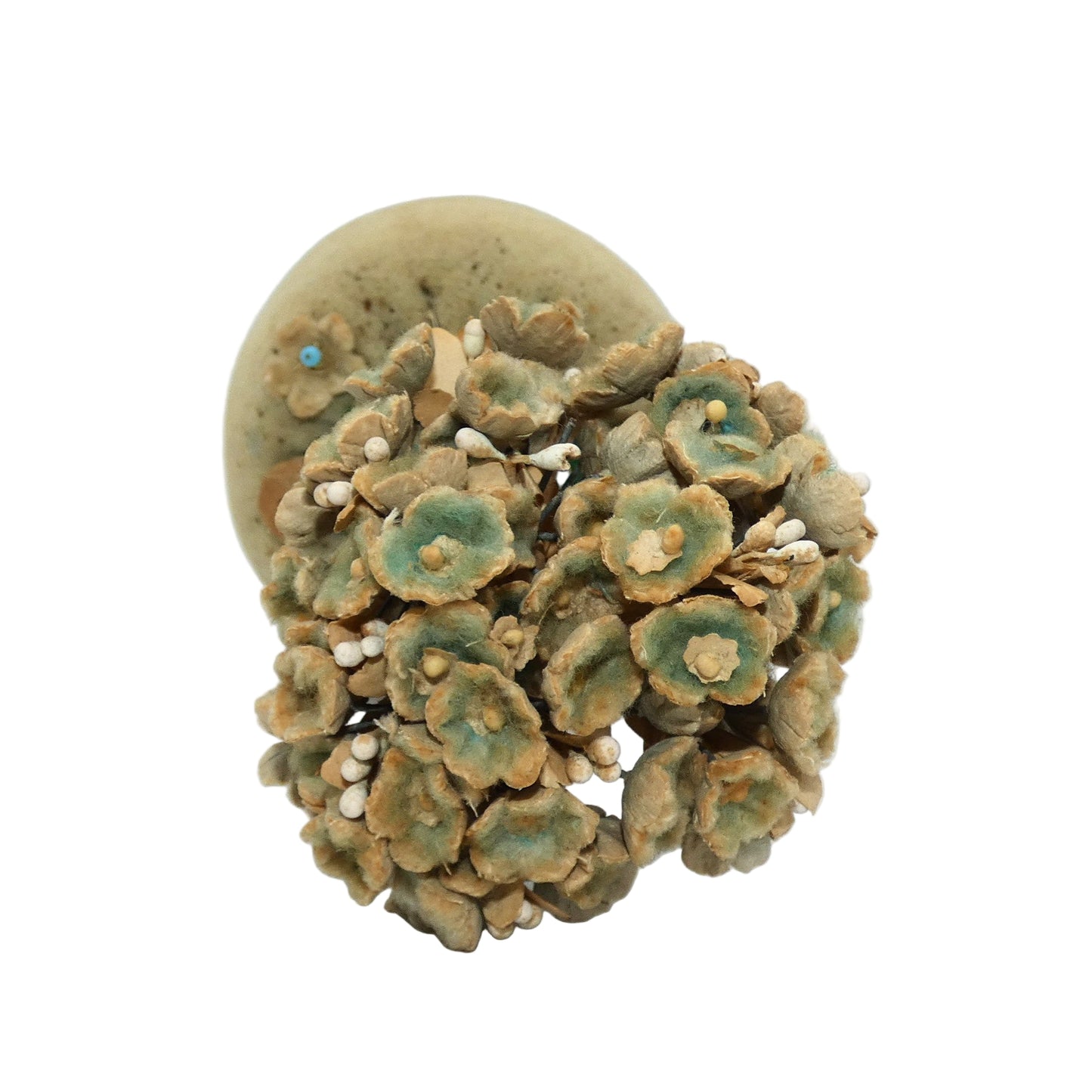 Folk Art Velvet Pin Cushion with bird and Flower Tree