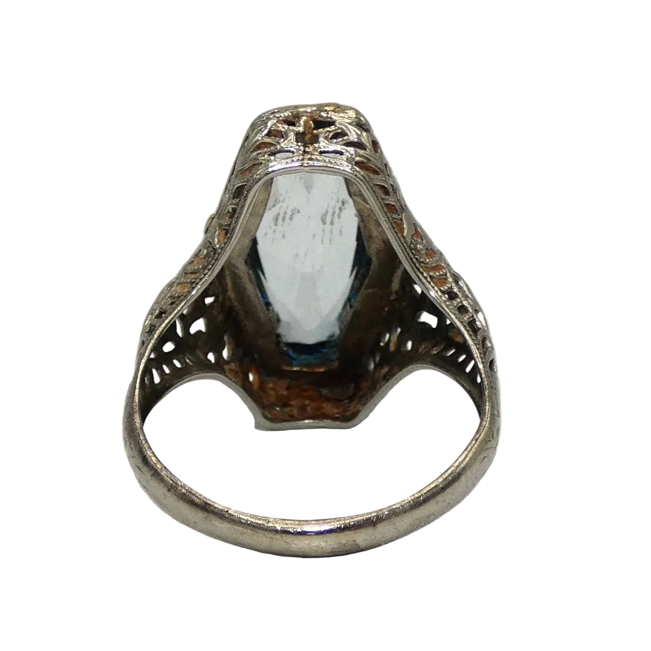 14K White & Yellow Gold Art Deco Aquamarine Ring