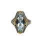 14K White & Yellow Gold Art Deco Aquamarine Ring