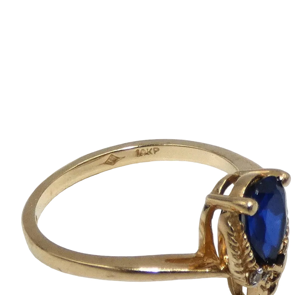 10K Gold Sapphire Ring, Necklace & Earrings Set