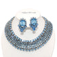 Vintage Ligh blue Rhinestone Statement Necklace & Earrings