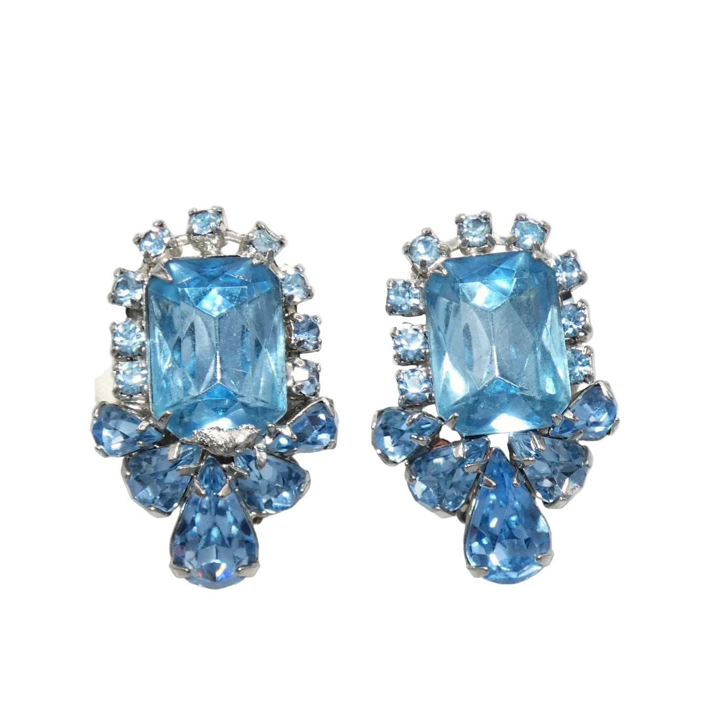 Vintage Ligh blue Rhinestone Statement Necklace & Earrings