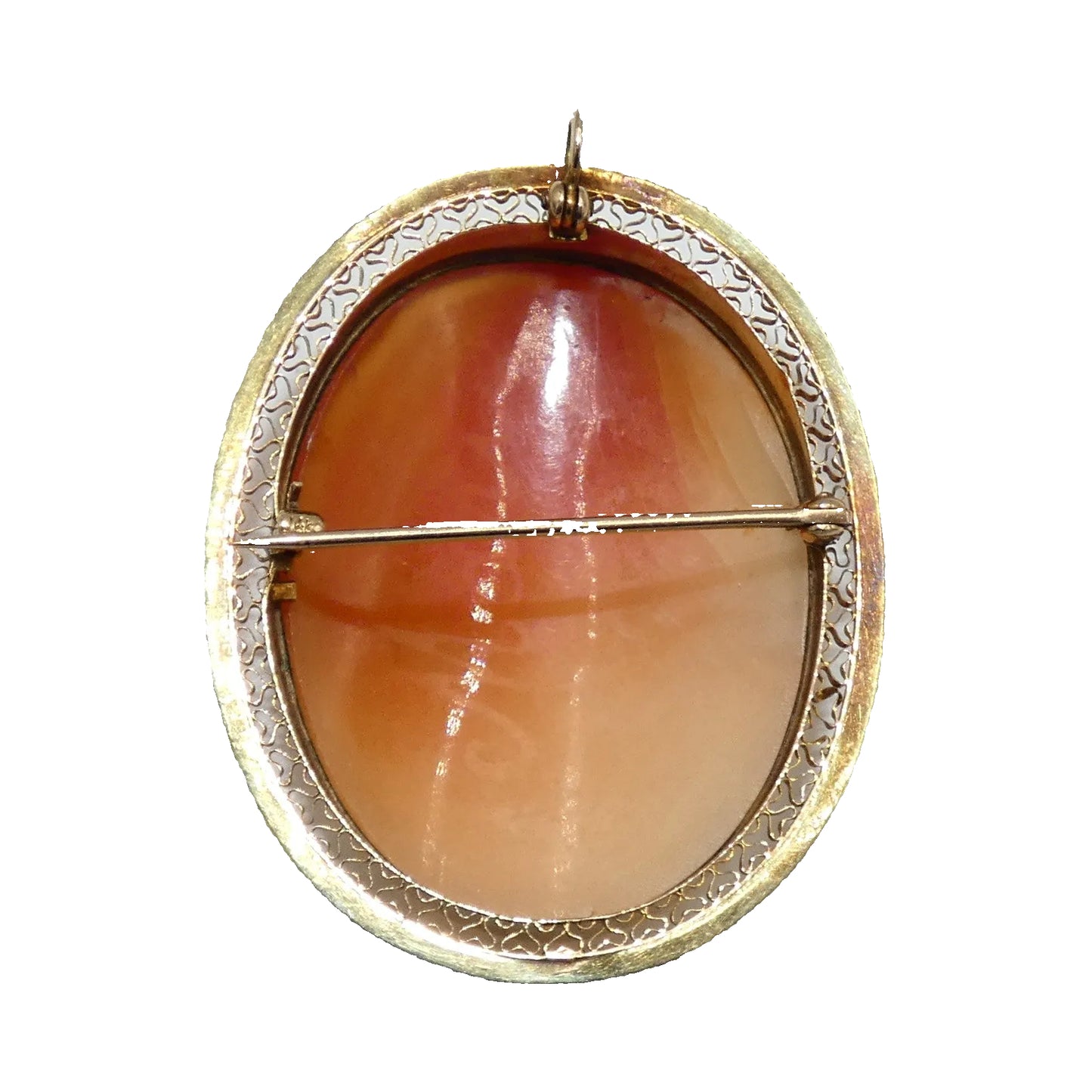 14K Gold Cameo Pin Pendant Signed Mario