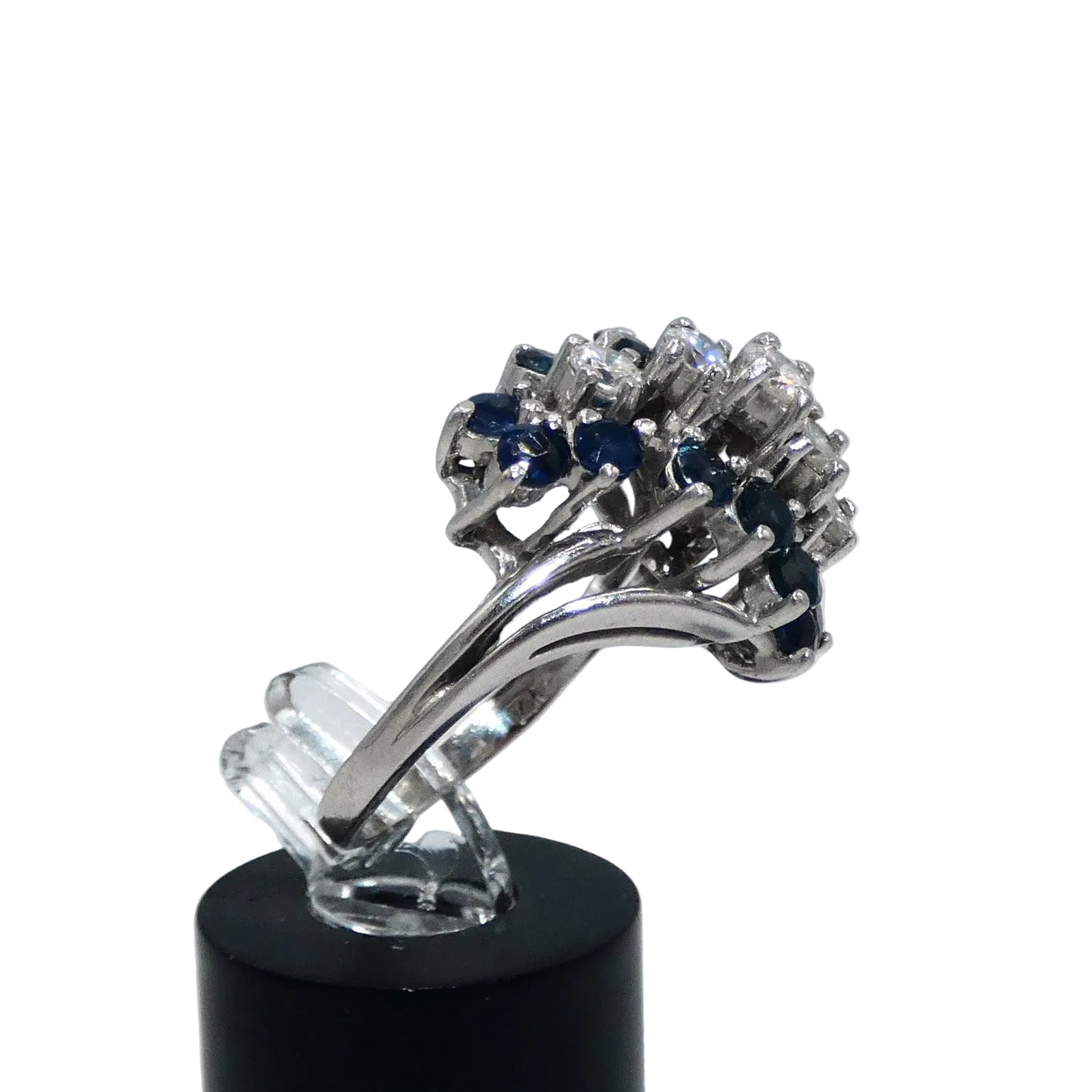 14K White Gold Diamond & Sapphire Ring