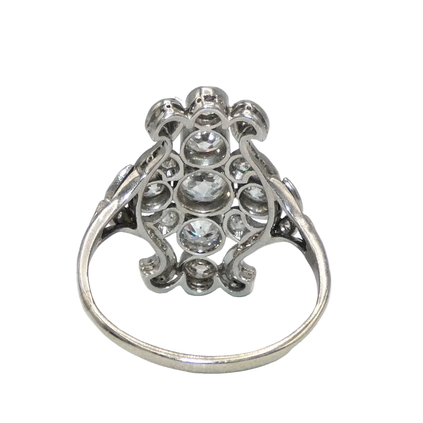 Art Deco Platinum & 14K Gold European Cut Diamond Ring