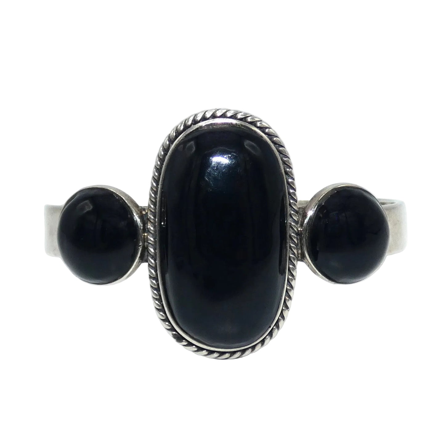 Sterling Silver Onyx Navajo Cuff Bracelet