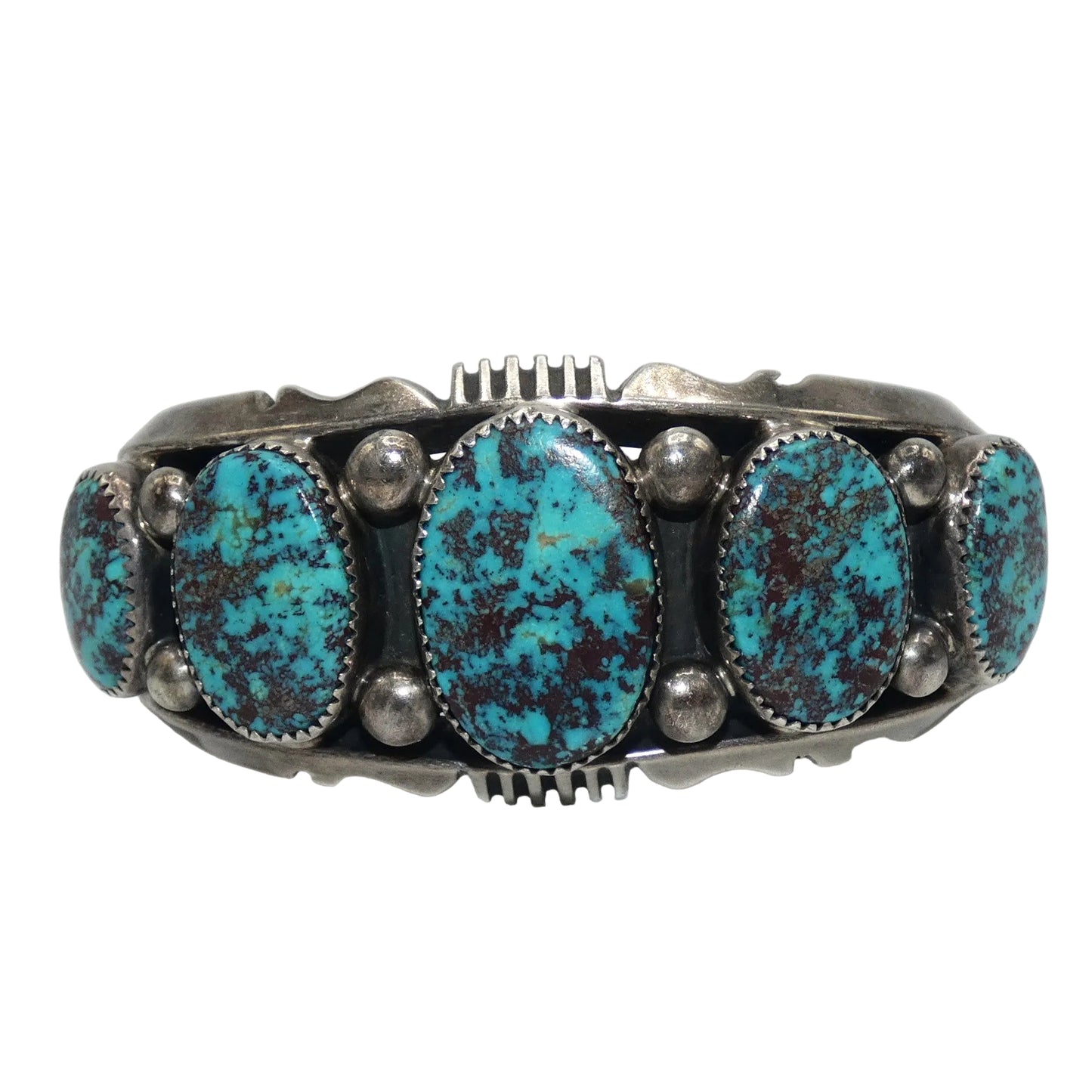 Sterling Silver Navajo Bisbee Turquoise Cuff Bracelet Loren T. Begay