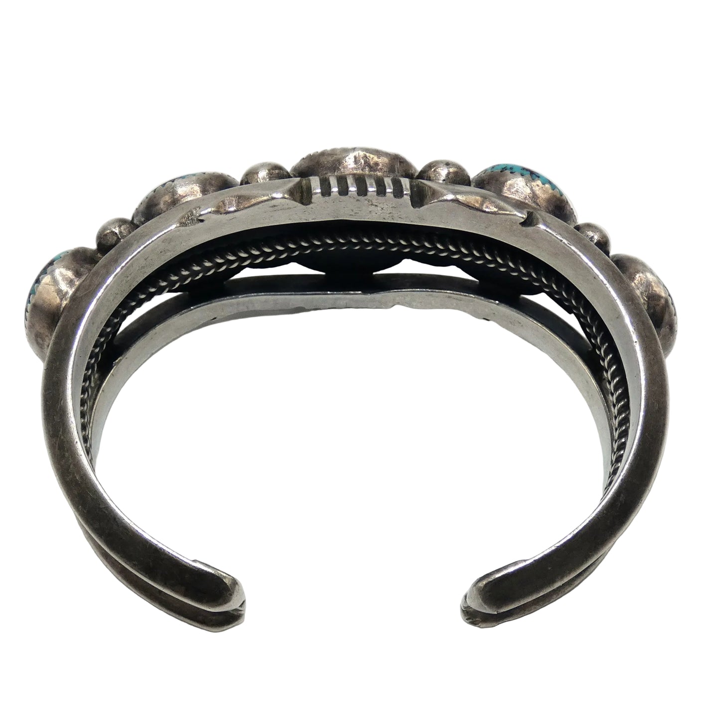 Sterling Silver Navajo Bisbee Turquoise Cuff Bracelet Loren T. Begay