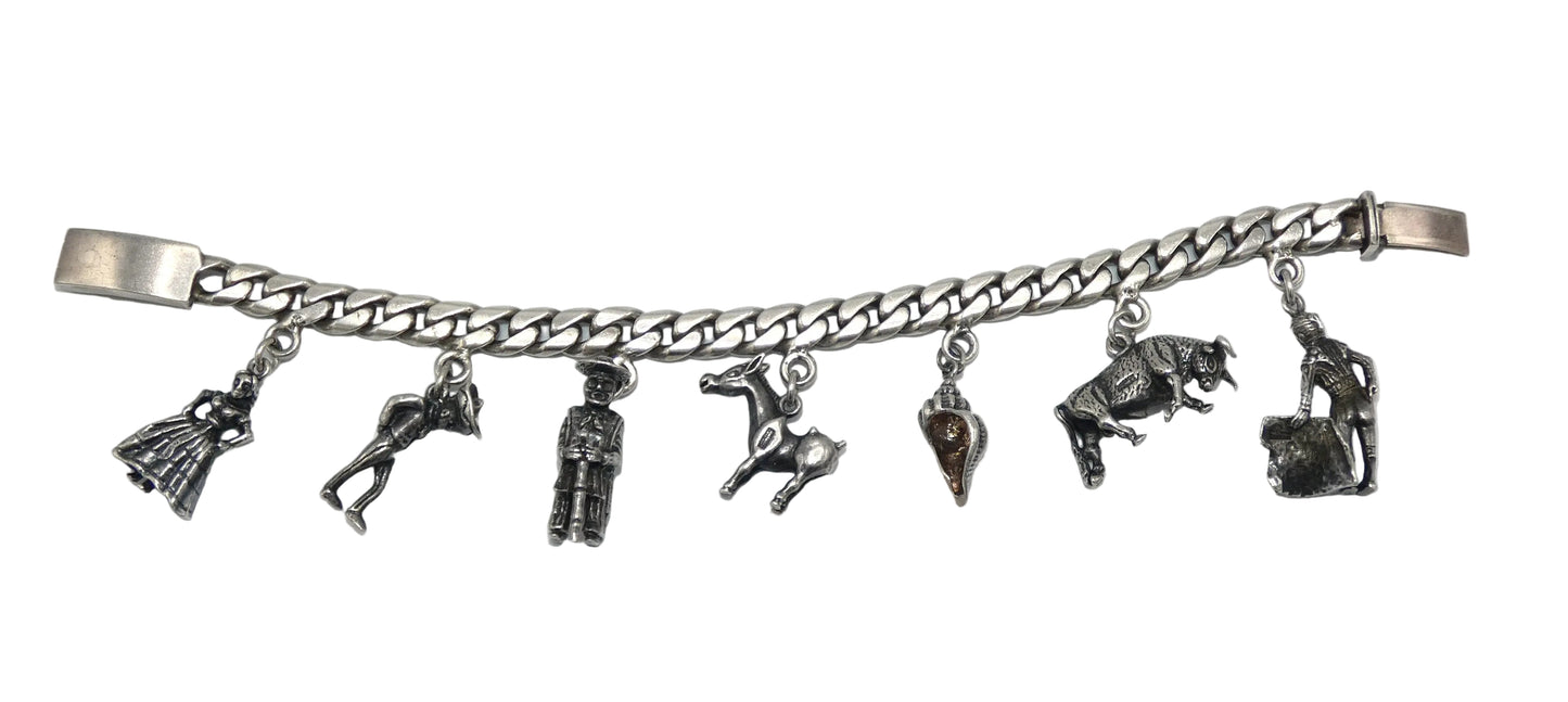 Sterling Silver Mexico Charm Bracelet