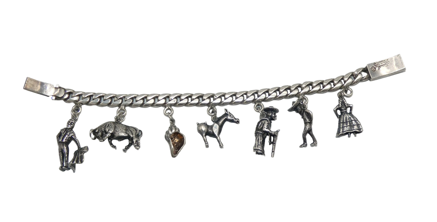 Sterling Silver Mexico Charm Bracelet