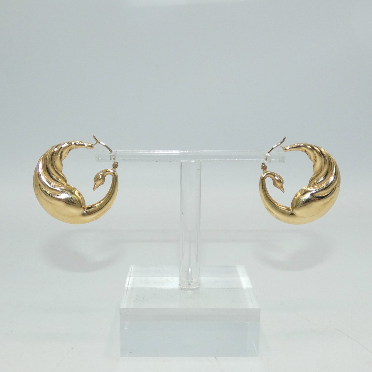 14K Gold Peacock Hoop Earrings