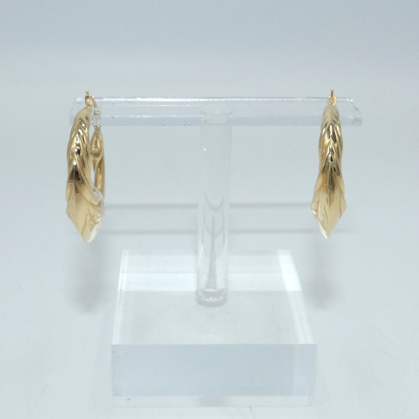 14K Gold Peacock Hoop Earrings