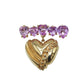 14K Gold Heart Pin with Pink Sapphires