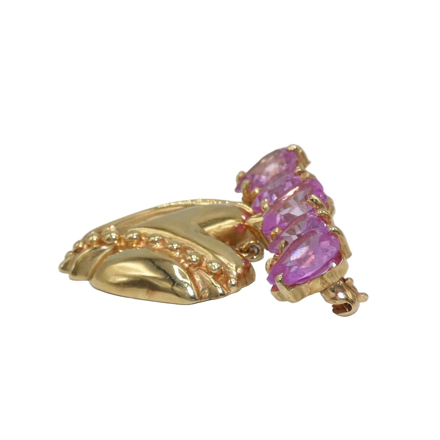 14K Gold Heart Pin with Pink Sapphires