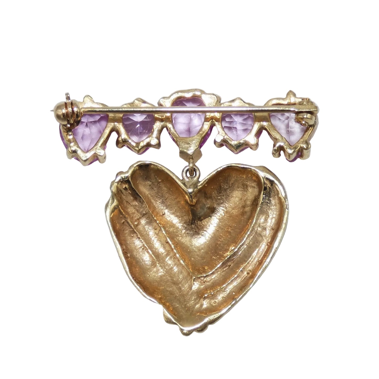 14K Gold Heart Pin with Pink Sapphires