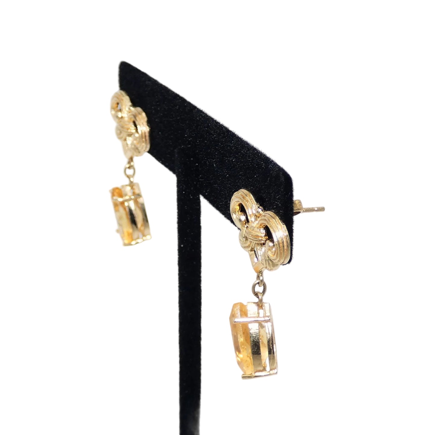 14K Gold Citrine Drop Earrings